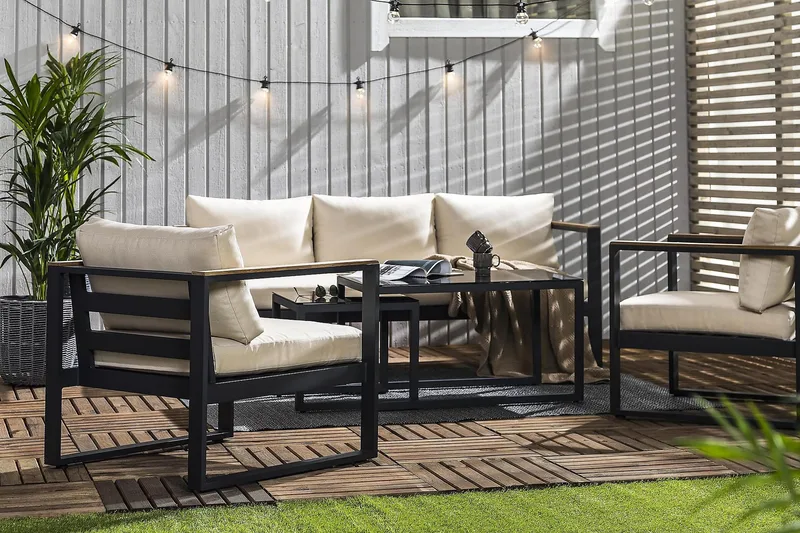 Aspvik Soffgrupp - Svart / Gråa dynor - Utemöbler & utemiljö - Loungemöbler - Loungeset & loungegrupp