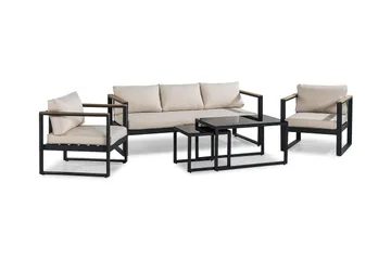 Aspvik Soffgrupp - Svart / Gråa dynor - Utemöbler & utemiljö - Loungemöbler - Loungeset & loungegrupp