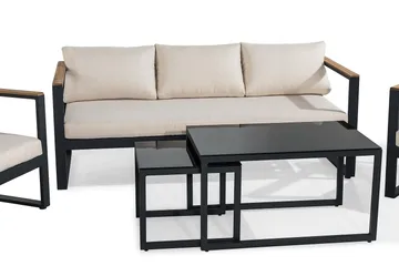 Aspvik Soffgrupp - Svart / Gråa dynor - Utemöbler & utemiljö - Loungemöbler - Loungeset & loungegrupp