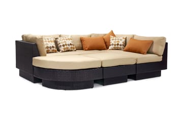 Bäddsats Stella Med Beige Kuddar Mörkbrun - Utemöbler & utemiljö - Loungemöbler - Loungeset & loungegrupp