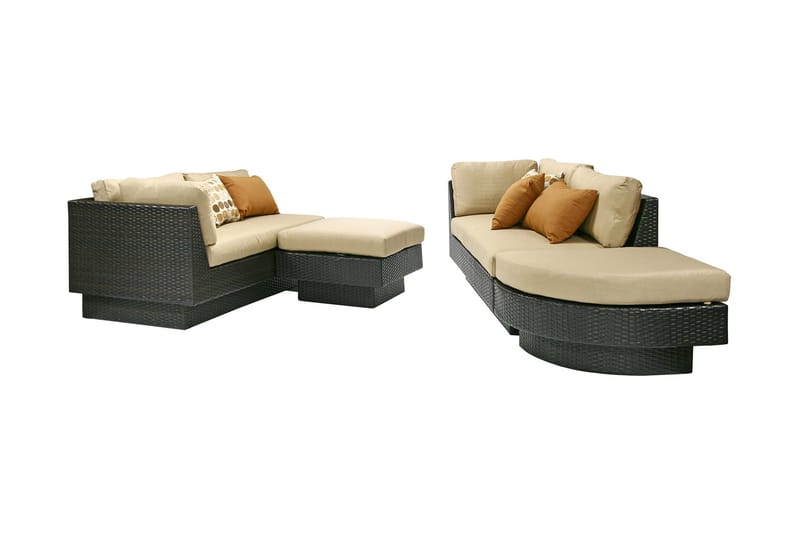 Bäddsats Stella Med Beige Kuddar Mörkbrun - Utemöbler & utemiljö - Loungemöbler - Loungeset & loungegrupp