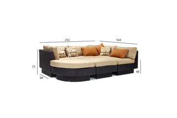 Bäddsats Stella Med Beige Kuddar Mörkbrun - Utemöbler & utemiljö - Loungemöbler - Loungeset & loungegrupp