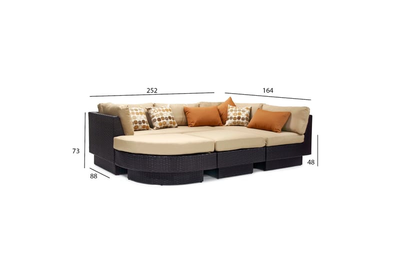 Bäddsats Stella Med Beige Kuddar Mörkbrun - Utemöbler & utemiljö - Loungemöbler - Loungeset & loungegrupp