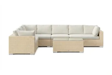 Bahamas L-formad utesoffa höger, 7-sits med bord - Beige - Utemöbler & utemiljö - Loungemöbler - Loungeset & loungegrupp