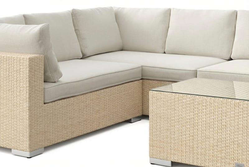 Bahamas L-formad utesoffa höger, 7-sits med bord - Beige - Utemöbler & utemiljö - Loungemöbler - Loungeset & loungegrupp