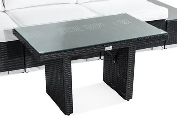 Bahamas Liten Loungegrupp Utomhus - 3-sits Litet Loungeset i Konstrotting för Uteplats och Balkong - Svart / Vita dynor - Utemöbler & utemiljö - Loungemöbler - Loungeset & loungegrupp