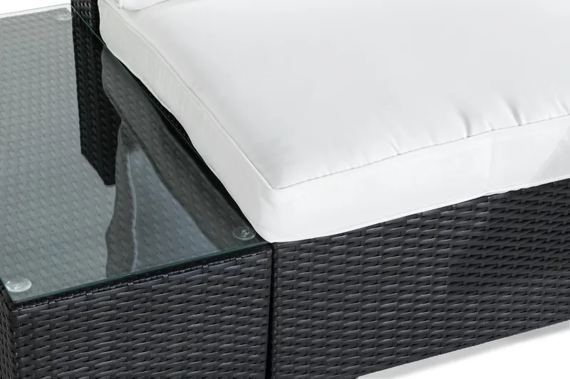 Bahamas Liten Loungegrupp Utomhus - 3-sits Litet Loungeset i Konstrotting för Uteplats och Balkong - Svart / Vita dynor - Utemöbler & utemiljö - Loungemöbler - Loungeset & loungegrupp