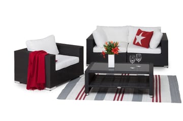 Bahamas Liten Loungegrupp Utomhus - 3-sits Litet Loungeset i Konstrotting för Uteplats och Balkong - Svart - Utemöbler & utemiljö - Loungemöbler - Loungeset & loungegrupp