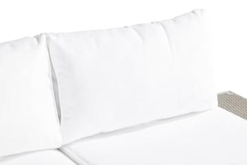 Bahamas Liten Loungegrupp Utomhus - 3-sits Litet Loungeset med Utefåtölj i Konstrotting för Uteplats och Balkong - Beige / Vita dynor - Utemöbler & utemiljö - Loungemöbler - Loungeset & loungegrupp
