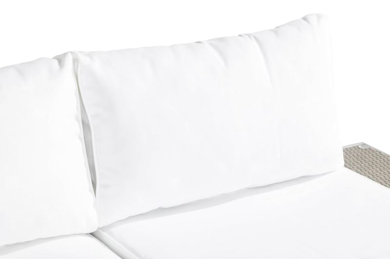 Bahamas Liten Loungegrupp Utomhus - 3-sits Litet Loungeset med Utefåtölj i Konstrotting för Uteplats och Balkong - Beige / Vita dynor - Utemöbler & utemiljö - Loungemöbler - Loungeset & loungegrupp