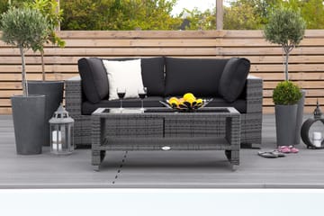 Bahamas Liten loungegrupp utomhus - Soffgrupp till balkong 2-sits - Litet loungeset utemöbler - - Grå / Svarta dynor - Utemöbler & utemiljö - Loungemöbler - Loungeset & loungegrupp