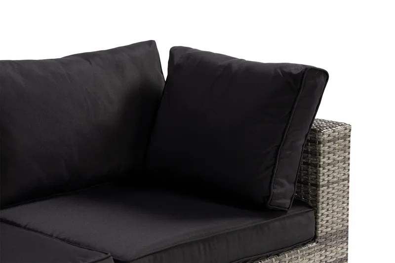 Bahamas Liten loungegrupp utomhus - Soffgrupp till balkong 3-sits - Litet loungeset konstrotting utemöbler - Grå /Sand / Svarta dynor - Utemöbler & utemiljö - Loungemöbler - Loungeset & loungegrupp