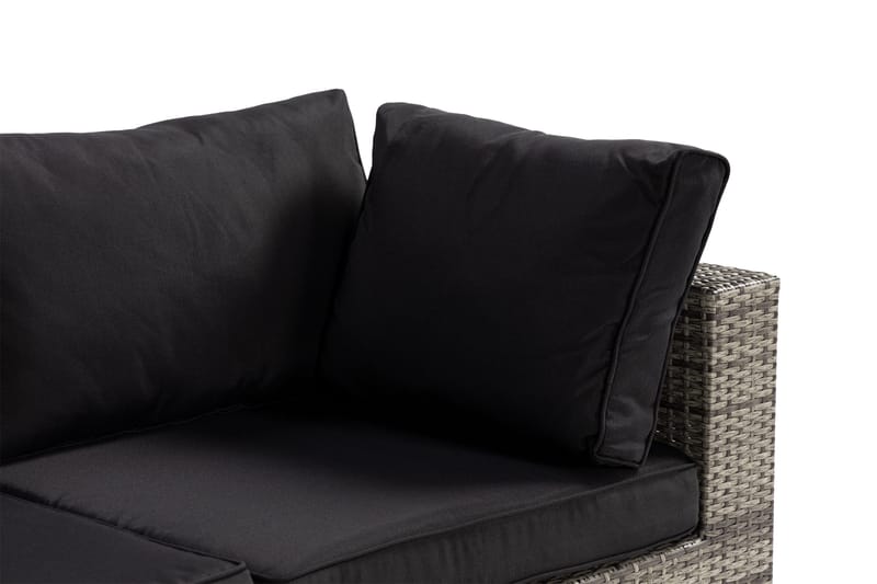 Bahamas Liten loungegrupp utomhus - Soffgrupp till balkong 3-sits - Litet loungeset konstrotting utemöbler - Grå /Sand / Svarta dynor - Utemöbler & utemiljö - Loungemöbler - Loungeset & loungegrupp