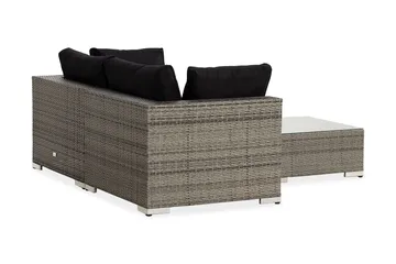 Bahamas Liten loungegrupp utomhus - Soffgrupp till balkong 3-sits - Litet loungeset konstrotting utemöbler - Grå /Sand / Svarta dynor - Utemöbler & utemiljö - Loungemöbler - Loungeset & loungegrupp