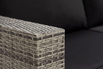 Bahamas Liten loungegrupp utomhus - Soffgrupp till balkong 3-sits - Litet loungeset konstrotting utemöbler - Grå /Sand / Svarta dynor - Utemöbler & utemiljö - Loungemöbler - Loungeset & loungegrupp