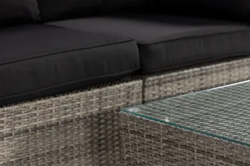 Bahamas Liten loungegrupp utomhus - Soffgrupp till balkong 3-sits - Litet loungeset konstrotting utemöbler - Grå /Sand / Svarta dynor - Utemöbler & utemiljö - Loungemöbler - Loungeset & loungegrupp