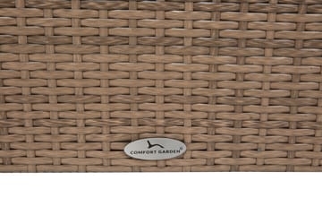 Bahamas Liten loungegrupp utomhus - Soffgrupp till balkong 3-sits - Litet loungeset konstrotting utemöbler - Sand / Brun / Vita dynor - Utemöbler & utemiljö - Loungemöbler - Loungeset & loungegrupp