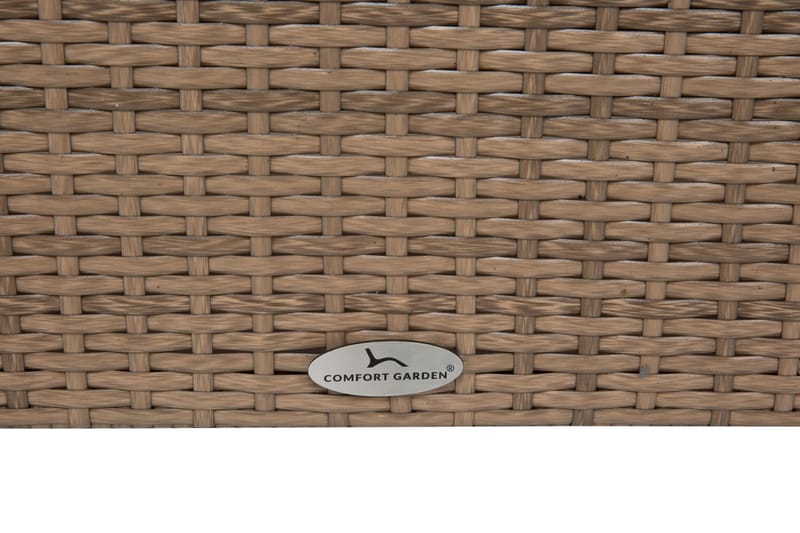 Bahamas Liten loungegrupp utomhus - Soffgrupp till balkong 3-sits - Litet loungeset konstrotting utemöbler - Sand / Brun / Vita dynor - Utemöbler & utemiljö - Loungemöbler - Loungeset & loungegrupp