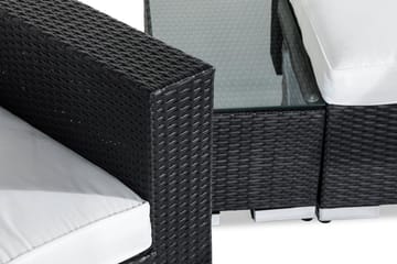 Bahamas Liten loungegrupp utomhus - Soffgrupp till balkong 3-sits Litet loungeset konstrotting utemöbler - Svart / Vita dynor - Utemöbler & utemiljö - Loungemöbler - Loungeset & loungegrupp