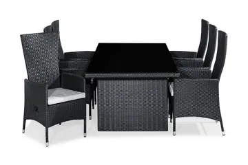 Bahamas Liten loungegrupp utomhus - Soffgrupp till balkong 3-sits Litet loungeset konstrotting utemöbler - Svart / Vita dynor - Utemöbler & utemiljö - Loungemöbler - Loungeset & loungegrupp