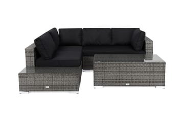 Bahamas Loungegrupp ute - Soffgrupp till trädgård 4-sits - Loungeset konstrotting utemöbler - Grå / Svarta dynor - Utemöbler & utemiljö - Loungemöbler - Loungeset & loungegrupp
