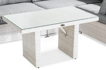 Bahamas Loungegrupp ute - Soffgrupp till trädgården 5-sits - Loungeset konstrotting utemöbler - Vit / Gråa dynor - Utemöbler & utemiljö - Loungemöbler - Loungeset & loungegrupp