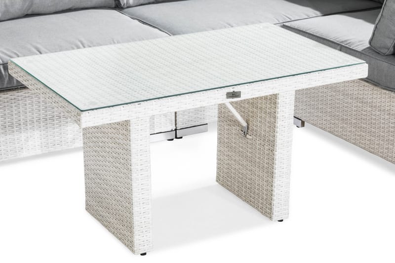 Bahamas Loungegrupp ute - Soffgrupp till trädgården 5-sits - Loungeset konstrotting utemöbler - Vit / Gråa dynor - Utemöbler & utemiljö - Loungemöbler - Loungeset & loungegrupp