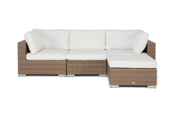 Bahamas Loungegrupp ute - Soffgrupp till trädgården med 4-sits - Loungeset konstrotting utemöbler - Sand / Vita dynor - Utemöbler & utemiljö - Loungemöbler - Loungeset & loungegrupp