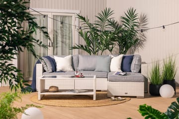 Bahamas Loungegrupp Utomhus - 4-sits Konstrotting Utemöbler Loungeset för Trädgård - Vit / Gråa dynor - Utemöbler & utemiljö - Loungemöbler - Loungeset & loungegrupp