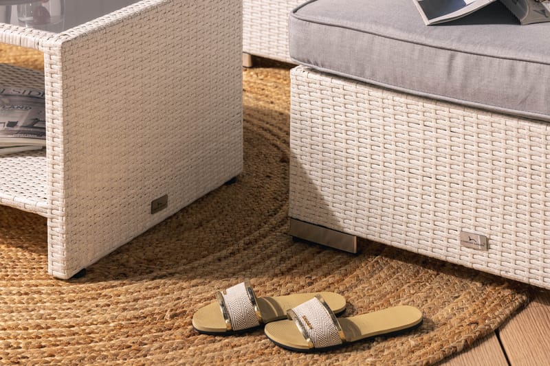 Bahamas Loungegrupp Utomhus - 4-sits Konstrotting Utemöbler Loungeset för Trädgård - Vit / Gråa dynor - Utemöbler & utemiljö - Loungemöbler - Loungeset & loungegrupp