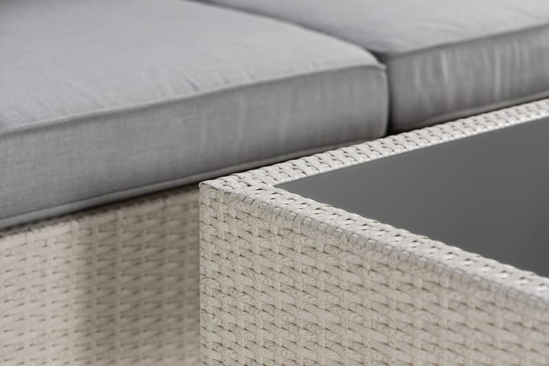 Bahamas Loungegrupp Utomhus - 4-sits Konstrotting Utemöbler Loungeset för Trädgård - Vit / Gråa dynor - Utemöbler & utemiljö - Loungemöbler - Loungeset & loungegrupp
