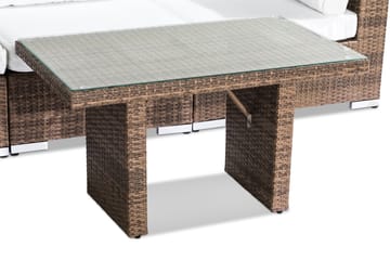 Bahamas Loungegrupp Utomhus - 4-sits Konstrotting Utemöbler Loungeset för Uteplats - Beige / Vita dynor - Utemöbler & utemiljö - Loungemöbler - Loungeset & loungegrupp