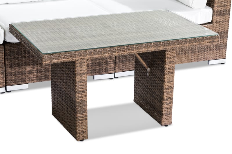 Bahamas Loungegrupp Utomhus - 4-sits Konstrotting Utemöbler Loungeset för Uteplats - Beige / Vita dynor - Utemöbler & utemiljö - Loungemöbler - Loungeset & loungegrupp