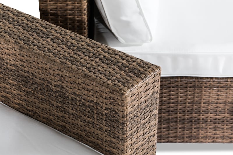 Bahamas Loungegrupp Utomhus - 4-sits Konstrotting Utemöbler Loungeset för Uteplats - Beige / Vita dynor - Utemöbler & utemiljö - Loungemöbler - Loungeset & loungegrupp