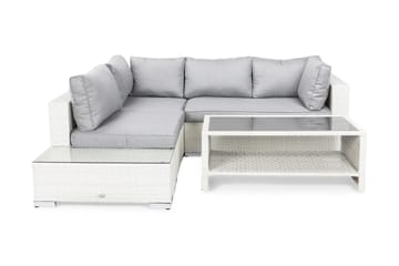 Bahamas Loungegrupp Utomhus - 4-sits Konstrotting Utemöbler Loungeset för Uteplats och Altan - Vit / Gråa dynor - Utemöbler & utemiljö - Loungemöbler - Loungeset & loungegrupp