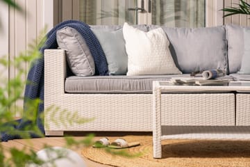 Bahamas Loungegrupp Utomhus - 4-sits Konstrotting Utemöbler Loungeset för Uteplats och Balkong - Vit / Gråa dynor - Utemöbler & utemiljö - Loungemöbler - Loungeset & loungegrupp