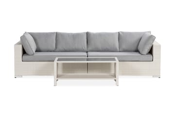 Bahamas Loungegrupp Utomhus - 4-sits Konstrotting Utemöbler Loungeset för Uteplats och Balkong - Vit / Gråa dynor - Utemöbler & utemiljö - Loungemöbler - Loungeset & loungegrupp