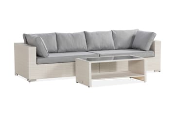 Bahamas Loungegrupp Utomhus - 4-sits Konstrotting Utemöbler Loungeset för Uteplats och Balkong - Vit / Gråa dynor - Utemöbler & utemiljö - Loungemöbler - Loungeset & loungegrupp