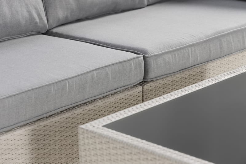 Bahamas Loungegrupp Utomhus - 4-sits Konstrotting Utemöbler Loungeset för Uteplats och Balkong - Vit / Gråa dynor - Utemöbler & utemiljö - Loungemöbler - Loungeset & loungegrupp