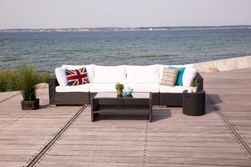 Bahamas Loungegrupp Utomhus - 4-sits Konstrotting Utemöbler Loungeset för Uteplats och Trädgård - Svart / Vita dynor / Plast - Utemöbler & utemiljö - Loungemöbler - Loungeset & loungegrupp