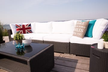 Bahamas Loungegrupp Utomhus - 4-sits Konstrotting Utemöbler Loungeset för Uteplats och Trädgård - Svart / Vita dynor / Plast - Utemöbler & utemiljö - Loungemöbler - Loungeset & loungegrupp