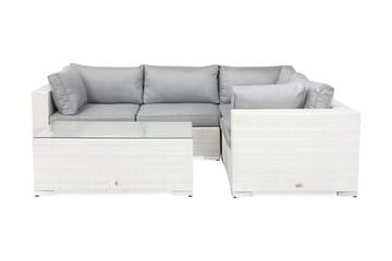 Bahamas Loungegrupp Utomhus - 4-sits Konstrotting Utemöbler Loungeset för Uteplats och Trädgård - Vit / Gråa dynor / Glas - Utemöbler & utemiljö - Loungemöbler - Loungeset & loungegrupp