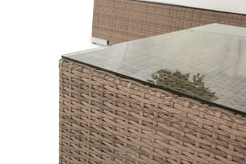 Bahamas Loungegrupp Utomhus - 5-sits Konstrotting Utemöbler Loungeset för Trädgård och Altan - Beige / Vita dynor - Utemöbler & utemiljö - Loungemöbler - Loungeset & loungegrupp