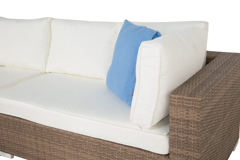 Bahamas Loungegrupp Utomhus - 5-sits Konstrotting Utemöbler Loungeset för Trädgård och Altan - Beige / Vita dynor - Utemöbler & utemiljö - Loungemöbler - Loungeset & loungegrupp