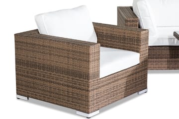 Bahamas Loungegrupp Utomhus - 5-sits Konstrotting Utemöbler Loungeset för Uteplats och Trädgård - Brun / Vita dynor - Utemöbler & utemiljö - Loungemöbler - Loungeset & loungegrupp