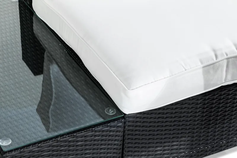 Bahamas Loungegrupp utomhus - Liten soffgrupp till balkong 2-sits - Litet loungeset konstrotting utemöbler - Svart / Vita dynor - Utemöbler & utemiljö - Loungemöbler - Loungeset & loungegrupp