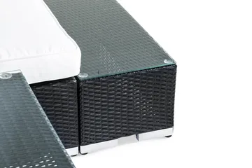 Bahamas Loungegrupp utomhus - Liten soffgrupp till balkong 2-sits - Litet loungeset konstrotting utemöbler - Svart / Vita dynor - Utemöbler & utemiljö - Loungemöbler - Loungeset & loungegrupp