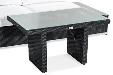 Bahamas Loungegrupp utomhus - Liten soffgrupp till balkong 2-sits - Litet loungeset konstrotting utemöbler - Svart / Vita dynor - Utemöbler & utemiljö - Loungemöbler - Loungeset & loungegrupp