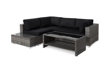 Bahamas Loungegrupp utomhus - Soffgrupp för trädgård med 4-sits - Loungeset konstrotting utemöbler - Grå / Svarta dynor - Utemöbler & utemiljö - Loungemöbler - Loungeset & loungegrupp