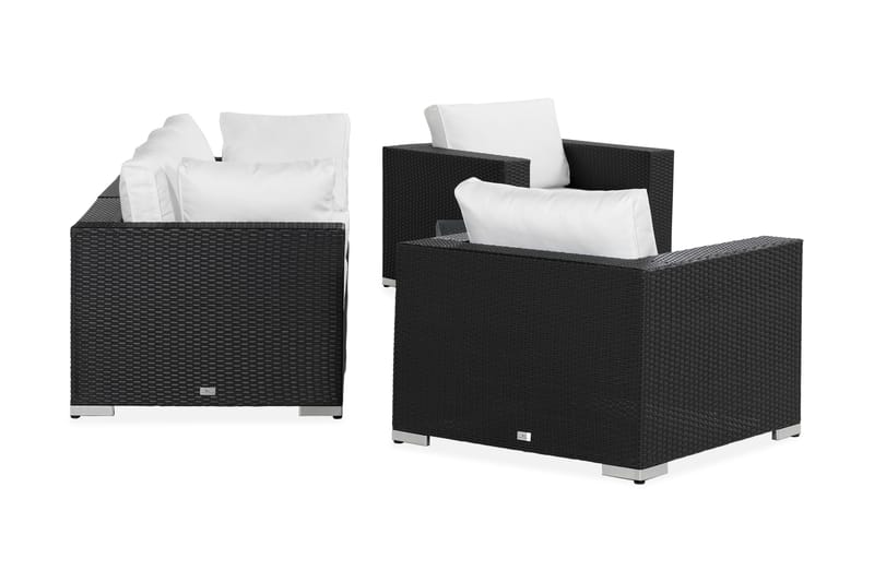 Bahamas Loungegrupp utomhus - Soffgrupp för trädgård med 5-sits - Loungeset konstrotting utemöbler - Svart / Vita dynor - Utemöbler & utemiljö - Loungemöbler - Loungeset & loungegrupp